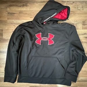 Under Armour - Pullover Hooded Drawstring Sweatshirt - Black & Red - Men’s Sz M
